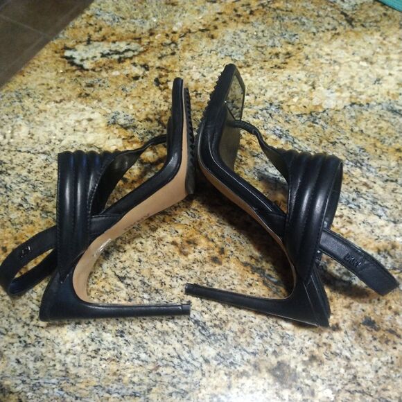 DKNY Black Ralia Platform Double Padded Strap Slip On Stiletto Heels Womens 7.5 - Picture 10 of 11